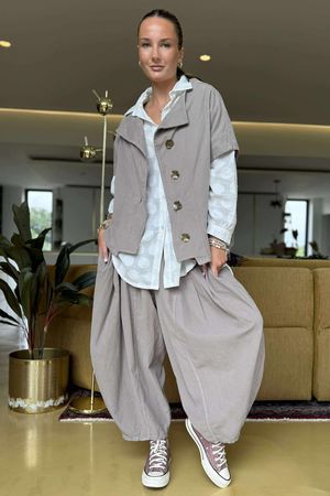 Made in Italy Cooper Needlecord Cap Sleeve Jacket Mocha